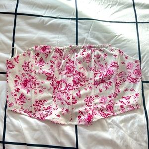 Pink and white flower corset top